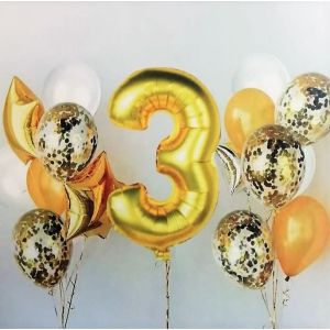 Набор шаров с цифрой «3» золото B-15-3