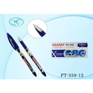 Ручка на масл. основе Piano PT-258-12 резин.держ.синяя 0,7мм/1мм стерж 134мм