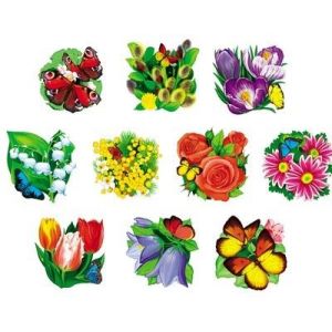 Набор цветов на скотче для украшения стен КМ-8294 (10 видов в комплекте)