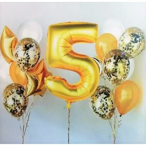 Набор шаров с цифрой «5» золото B-15-5