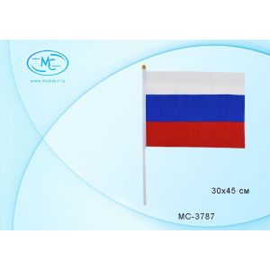Флаг «Россия» 30*45 триколор с пласт. труб. МС-3787