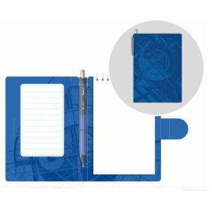 Блокнот 10,5*15 LAMARK0126 «Синий» на гребне, с ручкой