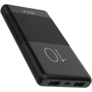 Аккумулятор внешний Powerbank GOLF G80/10000 mah+ Кабель Micro usb /In Micro usb /Out USB 1 А, 2.1A/ Black