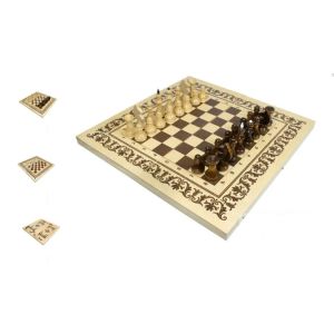 Игра 3 в 1 нарды,шашки,шахматы (400*200*55) НШ-2 всё деревян.