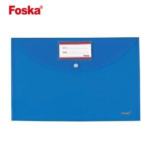 Папка на кнопке А4 160мкр Foska  W208CA-16 синяя, карман д/визитки