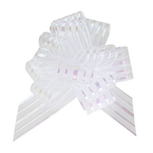 Бант-шар текстильный Тонкие полосы, Белый, 15 см, 1 шт.