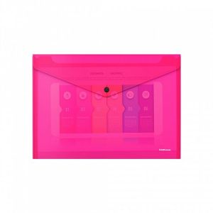 Папка на кнопке А4 ErichKrause® Glossy Neon 50306 полупрозр. розовая