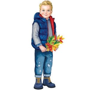 Плакат А3 Ф-15162 Мальчик с осенними листьями