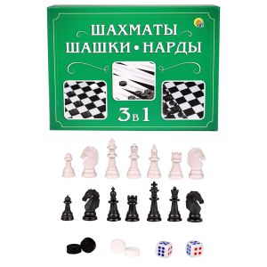 Шахматы, шашки, нарды (мини коробка) ИН-1612