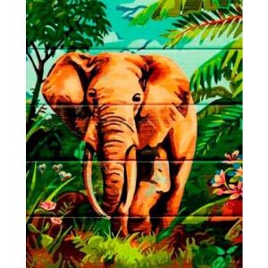 Живопись по номерам на шпоне 40х50см 1661305 Слон в тропическом лесу
