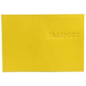 Обложка для паспорта кожа Флотер 1,01гр-ФЛОТЕР-232 желт.,  тисн.конгрев «PASSPORT»