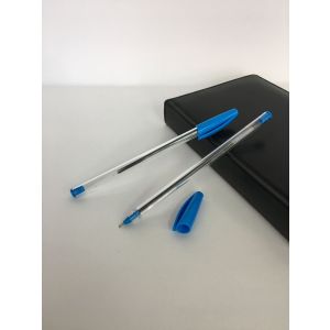 Ручка шариковая L&L 731620 синяя, пишущий узел 1,0мм, толщина линии письма 0,5мм, прозрачный шестигранный корпус, стержень 128мм