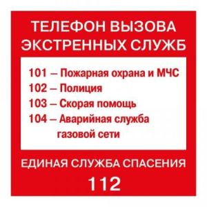 Наклейка-знак «Телефоны» 9-86-0043 200х200мм по ГОСТУ