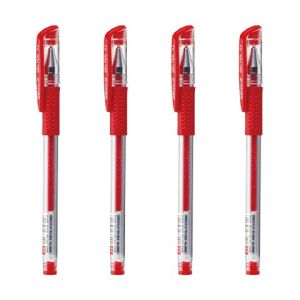 Гелевая ручка красная 0,5мм DELI 6600 резин манжета, стерж 130мм