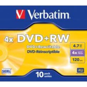 Диск DVD+RW Verbatim 4,7Gb 4х JEWEL 10шт. (43229/246)
