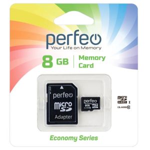 Карта памяти microSD 8GB Perfeo High-Capacity (Class 10) economy series