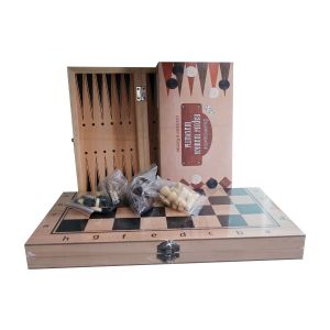 Игра 3 в 1 дерево нарды, шашки, шахматы 24х14.5х3см фигуры-дерево в коробке AN02592