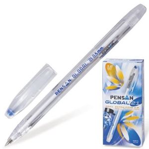 Ручка на масляной основе GLOBAL-21 2221 синяя, пишущий узел 0,5мм, толщина линии письма 0,3мм, сменный стержень 139мм