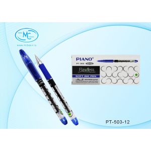 Ручка на масляной основе Piano PT-503-12 синяя, игольчатая, пишущий узел 0,7мм, толщина линии письма 0,5мм, стержень 135мм