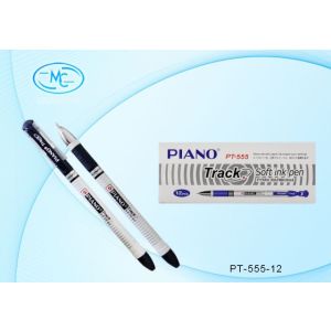Ручка на масляной основе Piano PT-555-12 «Piano Track» синяя, игольчатая, пишущий узел 0,7мм, с резиновым держателем, стержень 140мм
