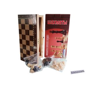 Игра 3 в 1 дерево лакиров (нарды, шашки, шахматы) 24х12х3см фигуры-дерево в коробке AN02595