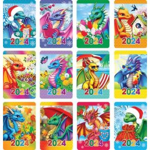 Календарики карманные 2024 2-85-017 Символ года Дракон (12шт.) цена за 1шт