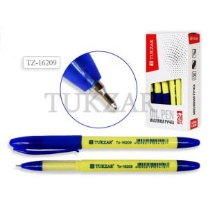 Ручка на масляной основе TZ 16209 синяя,пишущий узел 0,7мм, толщина линии письма 0,5мм, сменный стержень 136мм, цвет корпуса желтый