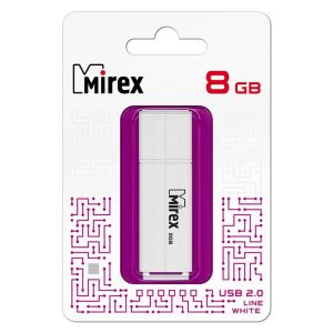 Флэш-драйв 8GB Mirex USB LINE WHITE (ecopack)