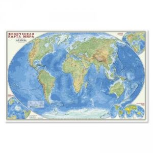 Карта Мир физическая М-б 1:25 млн. 124х80 настенная