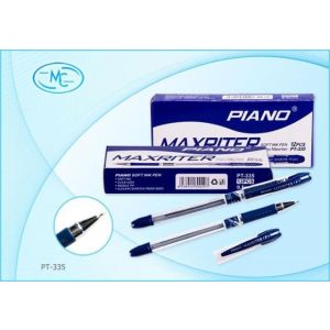 Ручка на масляной основе Piano PT-335/1152 синяя, игольчатая, пишущий узел 0,5мм, стержень 140мм, с резиновой манжетой