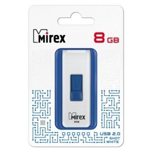 Флэш-драйв 8GB Mirex USB SHOT WHITE (ecopack)
