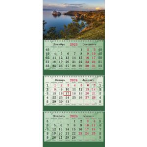 Календарь трехсекц. 2024 340*810 суперпремиум Вечерний Байкал