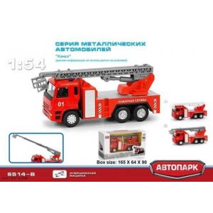 Модель КАМАЗ Пожарная служба 1:54 Play Smart 6514 в коробке 16.5х9.5х6.3 см