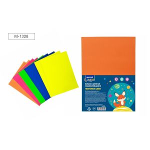 Бумага цветная самокл. неон 10л. 5цв. M-1328 205х290 мм, ОПП-упаковка
