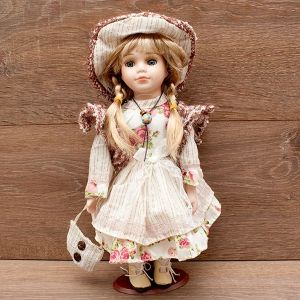 Кукла фарфоровая 30см. в коробке 12018,7 Платье в розочку