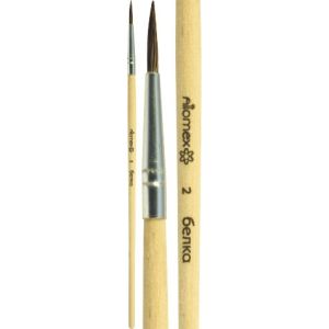 Кисть белка №2 живописная «Attomex» круглая, деревянная ручка