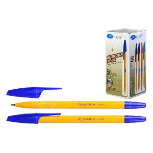 Ручка на масл. основе МС-1147-С желт. корпус,1,0мм синий стерж