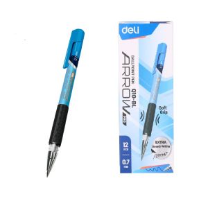 Ручка шариковая DELI Arrow EQ10-BL синяя,пишущий узел 0,7мм, с резиновым гриппом