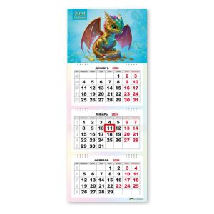 Календарь трехсекц. 2024 190*460 мини-трио 7790 Символ года