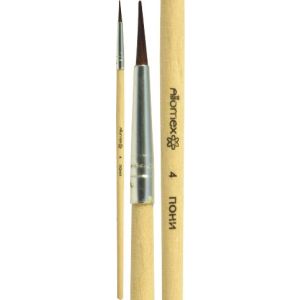 Кисть пони №4 живописная «Attomex» круглая, деревянная ручка