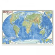 Карта Мир физическая М-б 1:27,5 млн. 101х69 ЛАМ. настенная