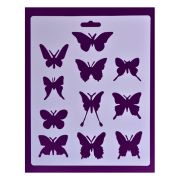 Трафарет для декора многоразовый 25,5х20,5см бабочки: коллекция из 11 видов DK28009
