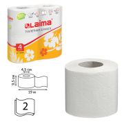 Туалетная бумага «Лайма» 2-х слойная, (4х19 м), белая,4 шт.