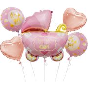 Набор шаров (35''/89 см) Коляска для девочки, Розовый, 5 шт. в упак.
