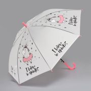 Зонт - трость полуавтомат. Единорог 8 спиц, R = 47 см цвет розовый
