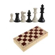 Шахматы обиходные пласт. д25 в деревян.доске (290*145*46) Ш-16