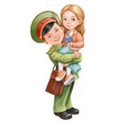 Плакат А3 59,442,00 «Мальчик в военной форме с девочкой»