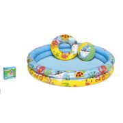 Бассейн надувной детский + набор (круг для плавания, мяч) 122х20см 51124