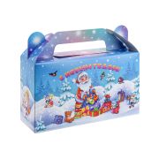 Коробка д/конфет 500г ПП-5563 Сундучок Дед Мороз с подарками