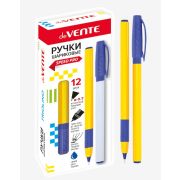 Ручка на масляной основе «deVENTE. Triolino Sun» 5073841 синяя, игольчатый пишущий узел 0,7мм, ультра гладкое письмо, жёлтый трехгранный корпус с каучуковым держателем, сменный стержень